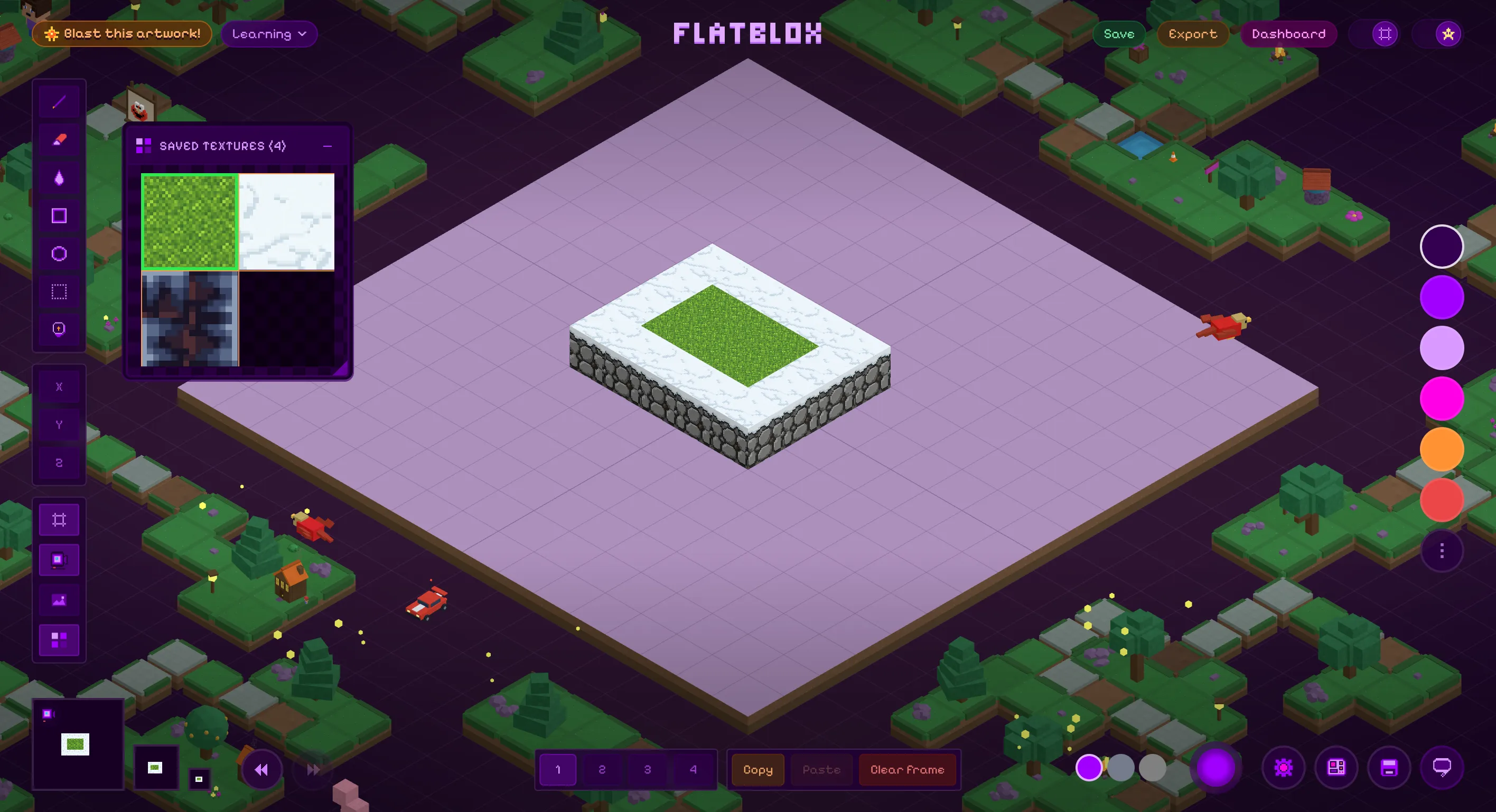 Saved textures in the Flatblox app