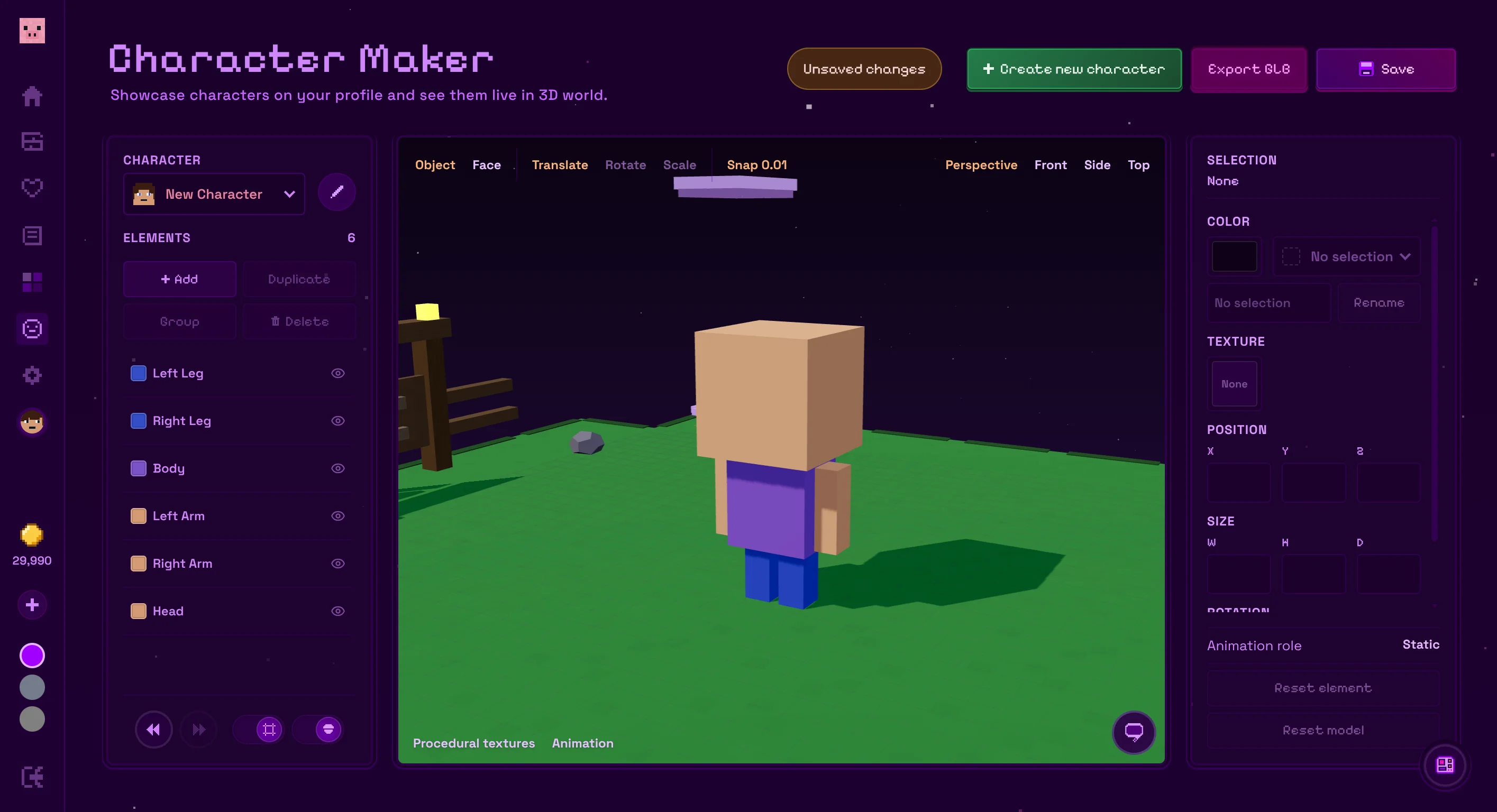 Creating a new character
